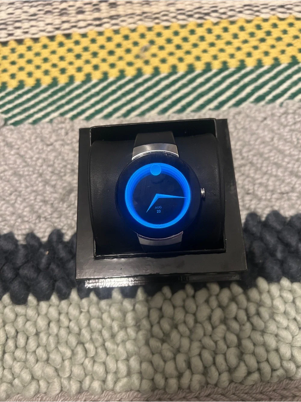 Movado Black Smartwatch with Blue Accent